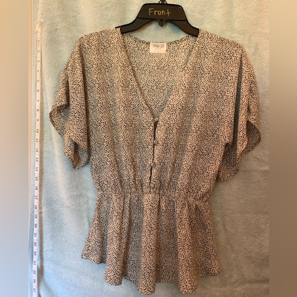 Sienna Sky Black and White Button-Down Blouse